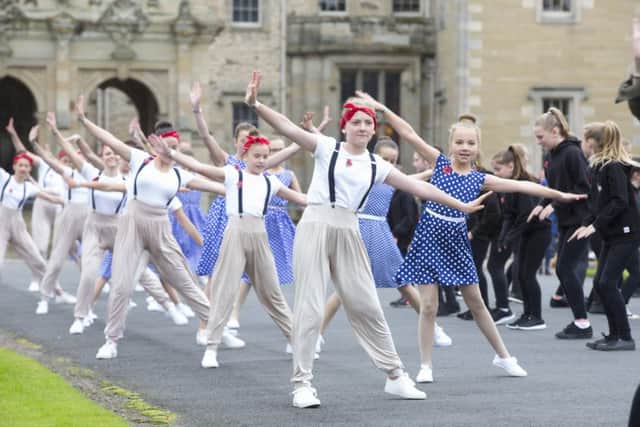 Dancers from M-Pulsive Dance School perform at the massed piped band day at Floors Castle.