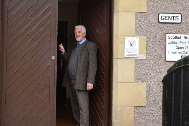 Councillor Jim Brown at the Lothian Park toilets in Jedburgh.
