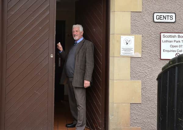Councillor Jim Brown at the Lothian Park toilets in Jedburgh.