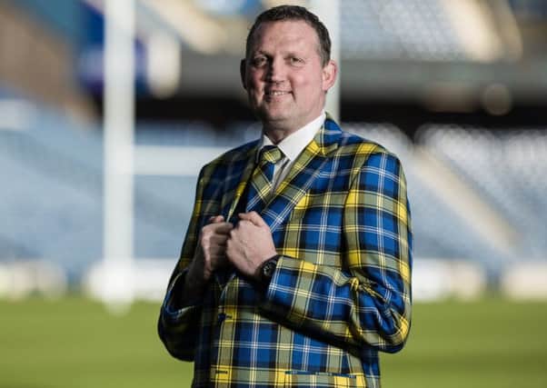 Doddie Weir at Murrayfield in February 2018 for the launch of a fundraising tartan designed for him by ScotlandShop.