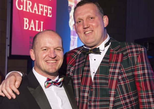 Doddie Weir, right, during a previous visit to Springwood Park, for a fundraiser in January, with fellow honorary fellow Gregor Townsend.