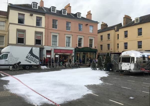 Fake snow in Kelso for this year's Marks and Spencer Christmas advert.