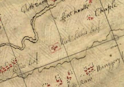 Roy's Military Map of the area, with a type of building marked at "Chaple"