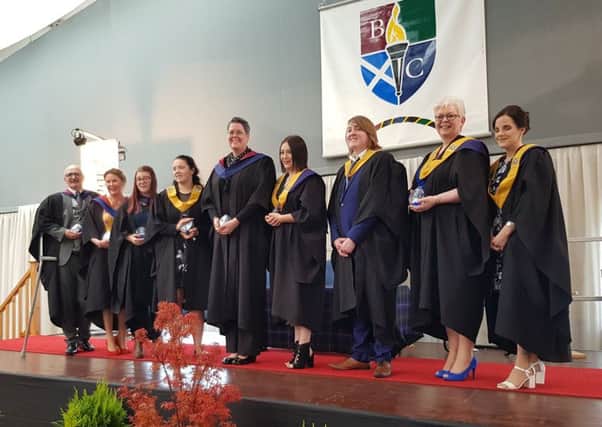 The recipients of the special awards at today's Borders College Graduation.