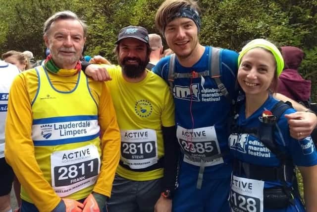 From left, Lauderdale Limpers Frank Birch, Stevie Aitchison, Andris Vinkalns and Louise Vinkalns at the Keilder Marathon.