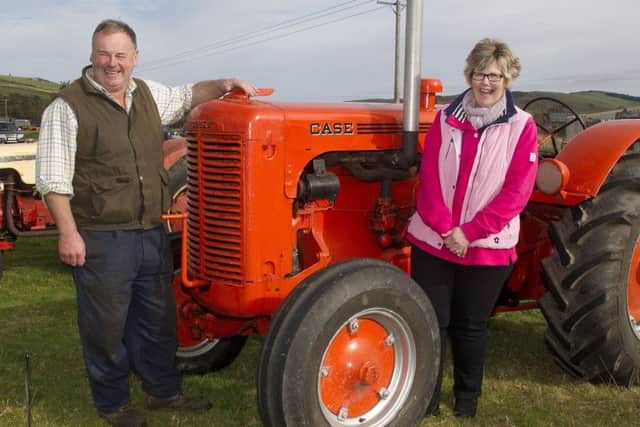 Vintage show organisers, Ian Harvey and Janice Gillies {brother and sister} from Shotton, Mindram with their Case L A 1947 Tractor.