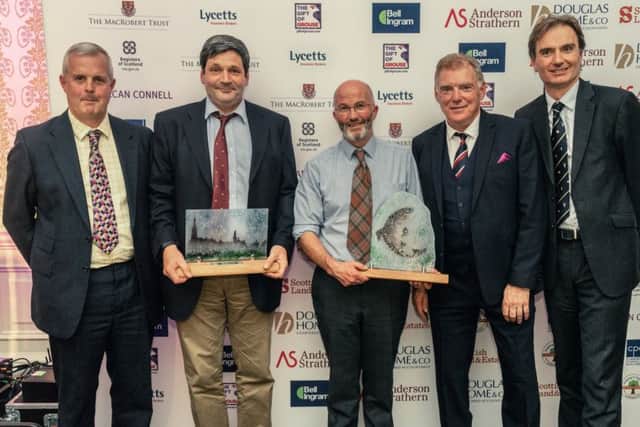 Enhancing our Environment winners (l-r) Mark Mitchell from Bell Ingram, Brian Robeson & Hugh Chalmers from Tweed Forum & George McNeill, David Johnstone.