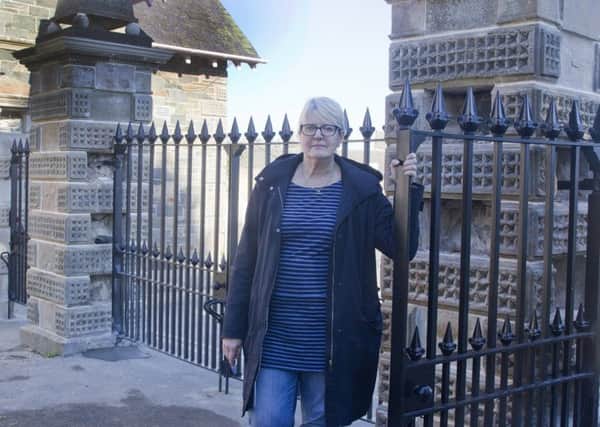 Councillor Clair Ramage at the gates to Hawick's Wilton Lodge Park.