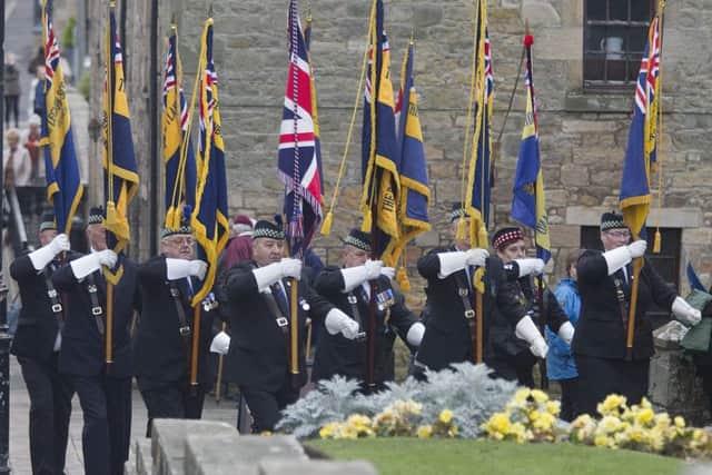 Standard bearers led by Tommy Hermiston from Coldstream with the Queen's colours.