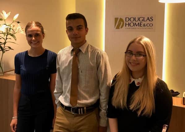 Rebecca Johnston, Robbie Anderson and Jody Cree are the first to be selected to joins Douglas Home & Company's new traineeship initiative.