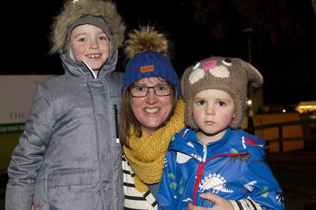Kirsty Womack with Lewis and Matthew dressed up warm for the firework display.