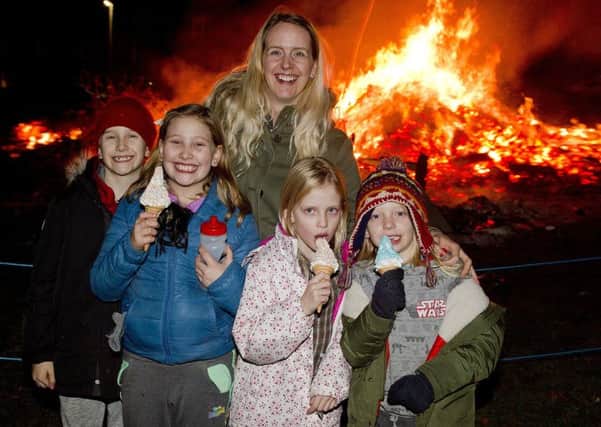 Screen family from Galashiels made the trip to Ancrum for the bonfire night, Carson, Claire, Macey, Jolene and Hudson.