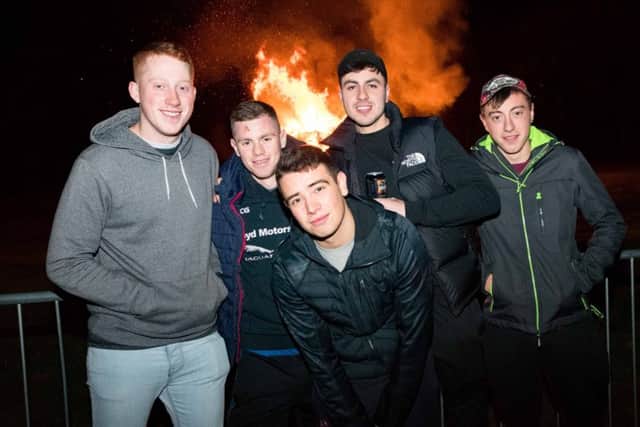 Crowds enjoy the bonfire and fireworks display at Springwood Park, Kelso.