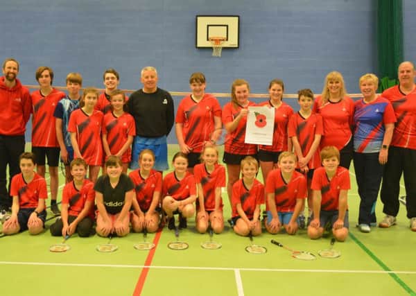 Dan Travers with the Borders badminton players.
