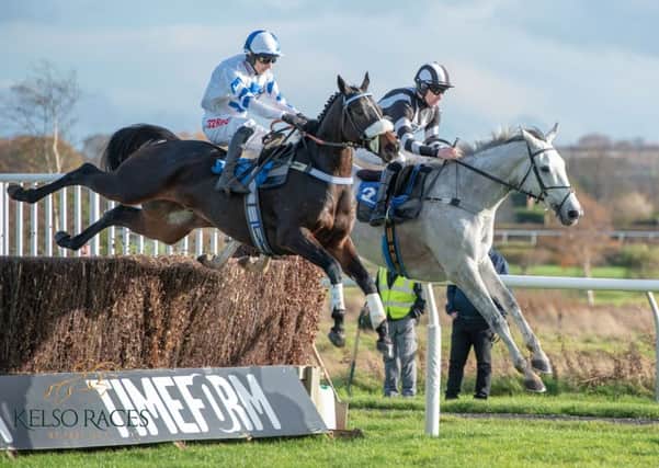 Jamie Hamilton, of Denholm, rides Tayzar to victory in the John Wade Chase at Kelso (picture by Alan Raeburn).