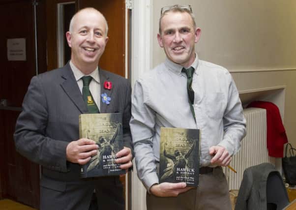 Derek Robertson at his book Launch with Duncan Taylor at Hawick's Townhall