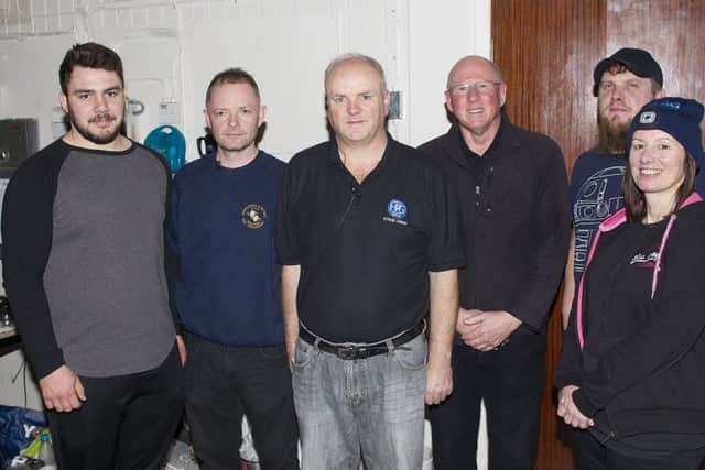 Production crew members Reece Hartdegen, Greg Small, Andy Smith, Bruce Scott, Martin Ozwald and Jackie Walls.