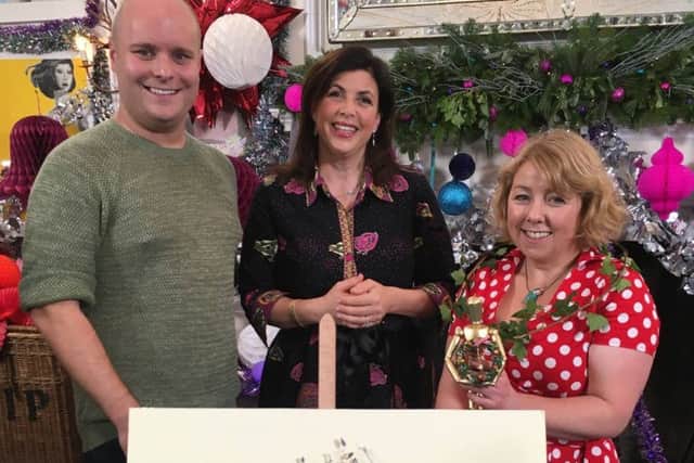 Linda Lovatt, right, with Kirsie Allsopp having made the best Christmas wreath on Channel 4 programme Kirstie's Homemade Christmas.