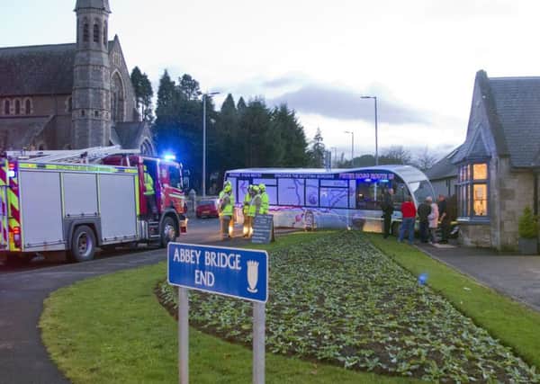 'Thumper' the bus crashed at Abbey Bridge End, Jedburgh. 22/12/18