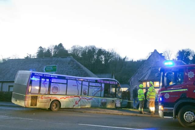 'Thumper' the bus crashed at Abbey Bridge End, Jedburgh. 22/12/18