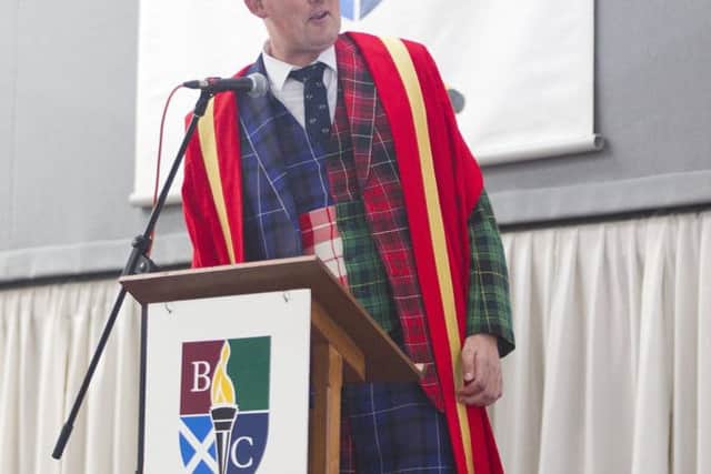 Honorary fellow Doddie Weir at Borders College's 2018 graduation ceremony. He has been awarded the OBE in the Queen's New Year Honours List.