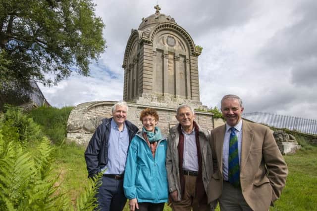 Friends group members Nicky Toneri and David Freeman, centre, at the site with funding partners Gareth Baird, right, and Wrens Andrew Millar.