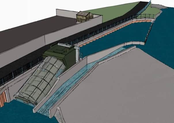 What the proposed water turbine generator at The Cauld could look like.