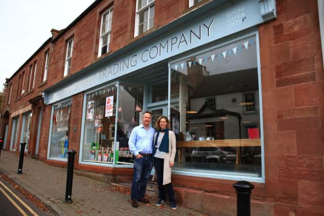 Main Street Trading Company owners Rosamund and Bill Delahay pictured at their business in St Boswells.