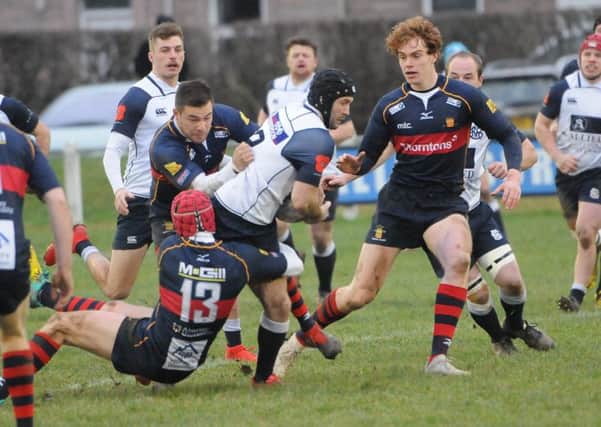 Darren Clapperton marked his return to the Selkirk line-up with a try against Dundee HSFP (picture by Grant Kinghorn).
