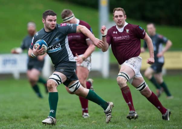 Stuart Graham (left) scored a try against hosts Stirling County for Hawick (archive image).