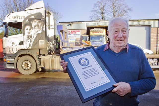 Dick Henderson from Ashkirk has been named the world's oldest HGV driver by the Guinness Book of Records.