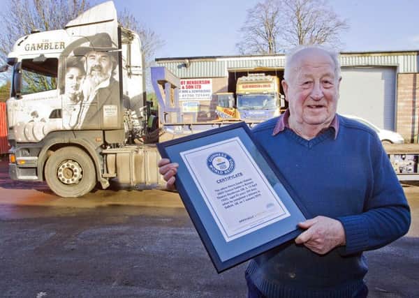 Dick Henderson from Ashkirk has been named the world's oldest HGV driver by the Guinness Book of Records.