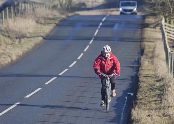 A cyclist out and about in The Borders this week, on the A699 near Selkirk.
