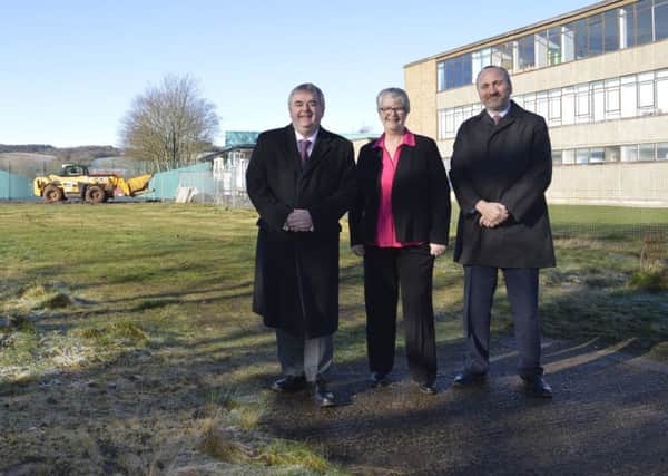 Ex-Scottish Borders Council leader David Parker, former Mid Berwickshire councillor Frances Renton and Nile Istephan, chief executive of Eildon Housing Association, at the former Earlston High School site in 2017.