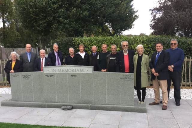 Grand unveiling...the partners who helped turn the memorial garden from a dream into a reality pictured in October at the gardens official opening.