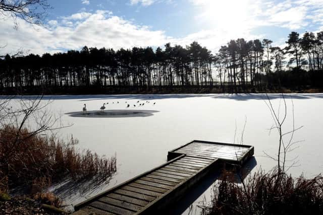 Bowden Pond,near Newtown, iced over at the weekend.