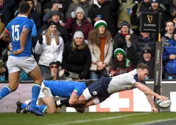 Stuart Hogg scores a try against Italy which was disallowed (picture by Stu Forster/Getty Images)