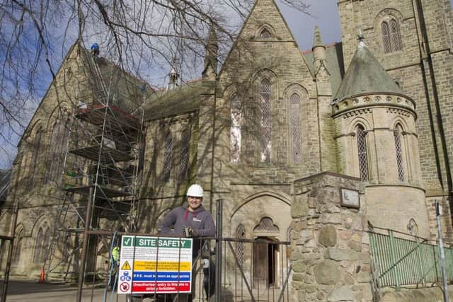 Kirk Kirchev outside the North Trinity Church in Kelso.