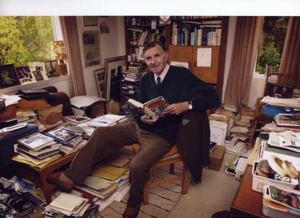 Glory hole...Bill McLaren in the study at his Hawick home which was a veritable Aladdins Cave of material.