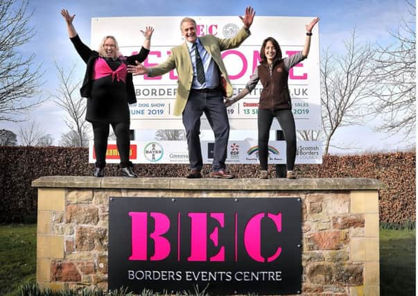 Mags Clark (executive director) left, Neil Thomson (chairman) and Charlotte Newton (sales and events planner) from the Border Union Agricultural Society unveil the new Borders Events Centre brand.