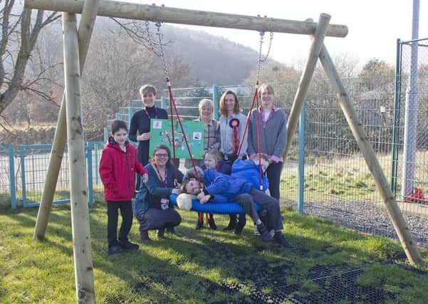 Leader Valley Primary School in Earlston's new learning swing, purchased thanks to a £6,000 donation from the Borders Childrens Charity.