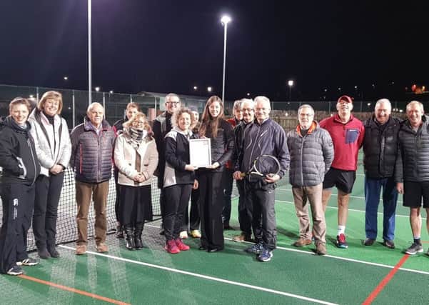 Melrose Waverely Tennis Club gains Live Borders accreditation from club development officer Lori Lee.