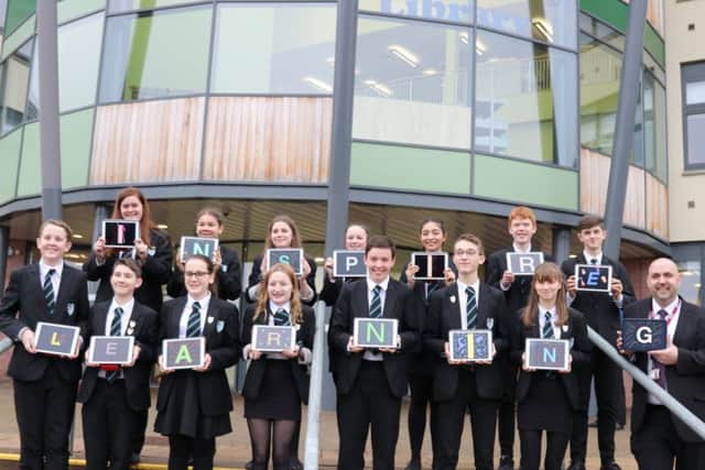 Earlston High School pupils with interim service director for children and young people Stuart Easingwood.