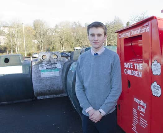 Jedburgh councillor Scott Hamilton at the town's bottle banks in the bus station car park.
