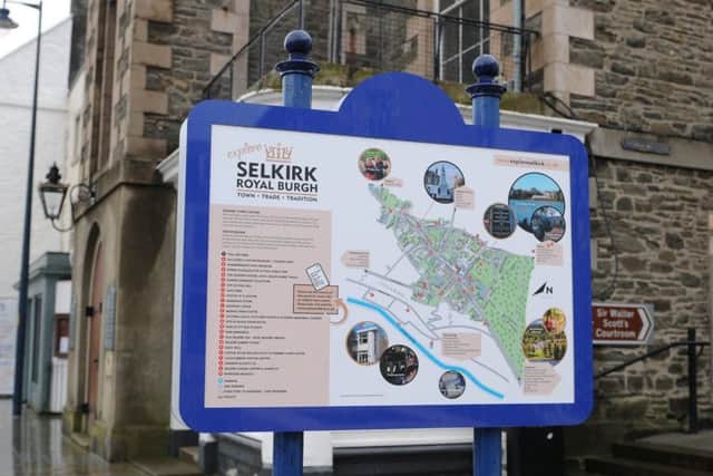 The new two-sided information board in Selkirk's Market Place