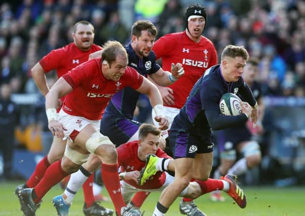 Darcy Graham in action against Wales at BT Murrayfield (picture by Ian MacNicol/Getty Images)