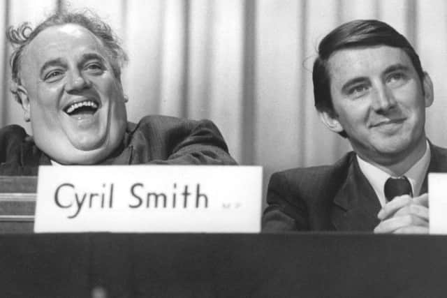 Cyril Smith and and David Steel at the 1973 Liberal Party conference.  (Photo by Keystone/Hulton Archive/Getty Images)