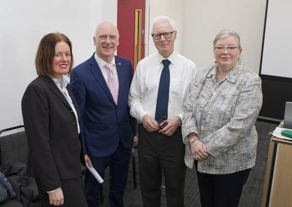 Jane Davidson, Joe Fitzpatrick MSP, John Raine and Shirley Rogers at NHS Borders' annual review this week.