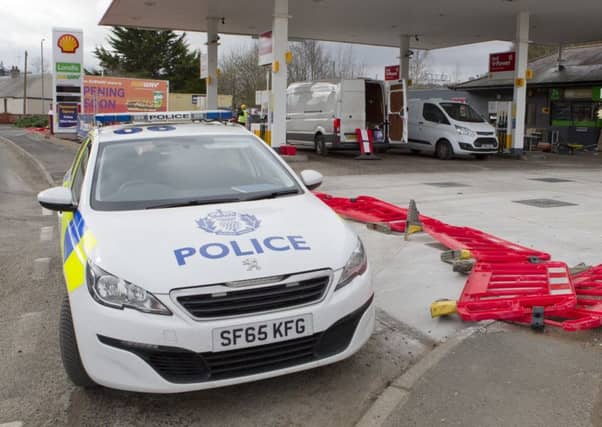 Police checking for CCTV footage at Shell Garage in Jedburgh after several tradesmens' vans were hit by theives last night.