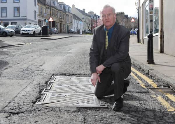 Councillor Davie Paterson in Howegate in Hawick.
